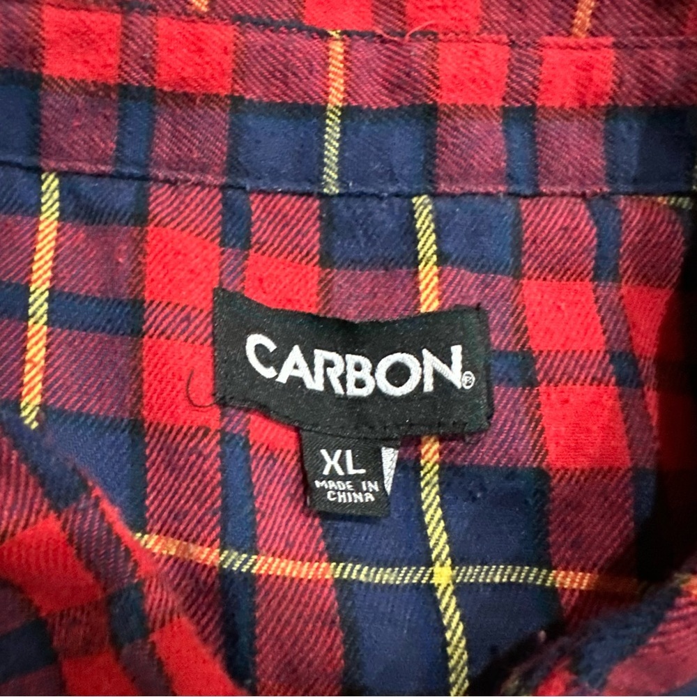 Rue 21 Carbon Men's Flannel Red Plaid Button-Up Shirt X-large - Picture 4 of 6